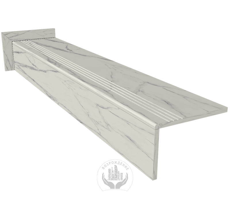 Ступень керамогранит Baleno Grey Royal 120x30, белая, матовая  120x30 Матовый Белый