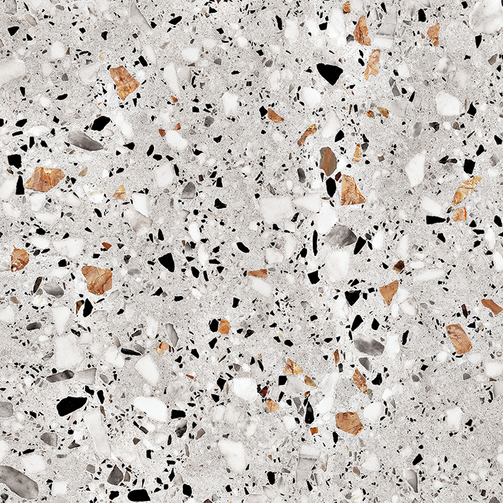 Керамогранит "Evia Terrazzo" 60х60х1 серый, глазурованный матовый  NEW NR0373 60x60 Глазурованный Матовый Серый