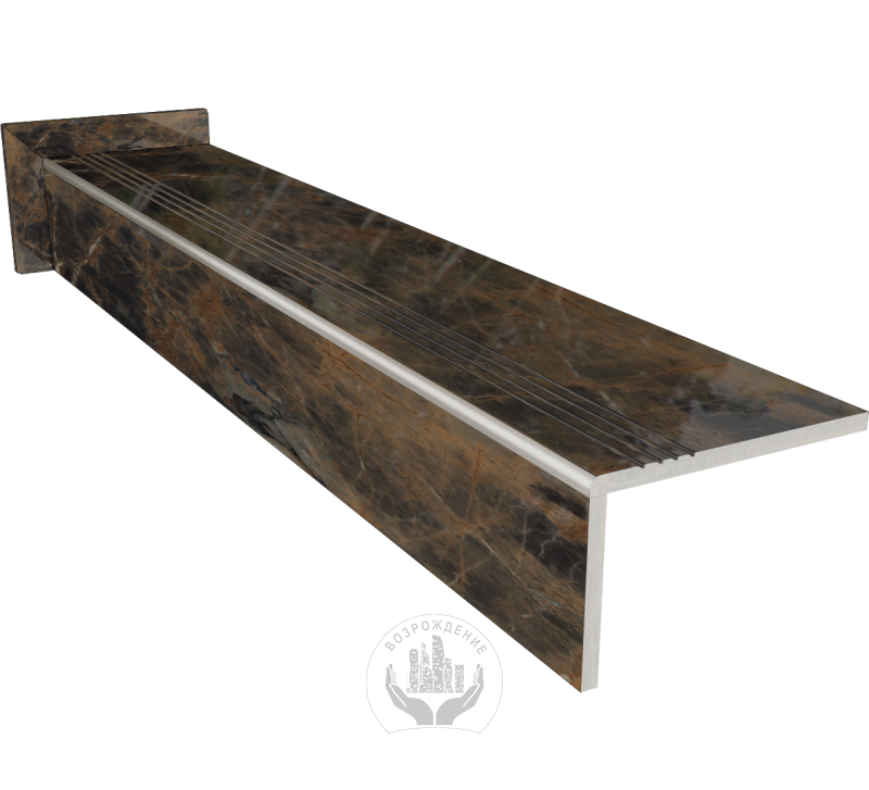 Ступень керамогранит Thunder Smoke 160x30, черная, глянцевая  160x30 Глянцевый Черный