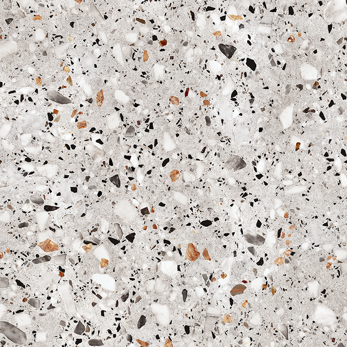 Керамогранит "Evia Terrazzo" 60х60х1 серый, глазурованный матовый  NEW NR0373 60x60 Глазурованный Матовый Серый