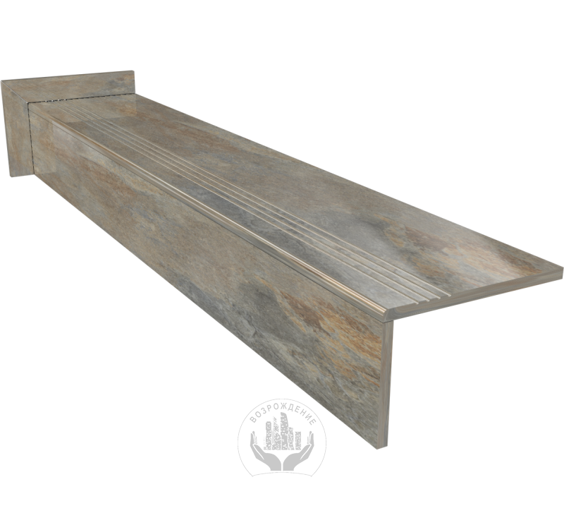 Ступень керамогранит Rust 120x30, серая, лаппатированная  120x30 Лаппатированный Серый