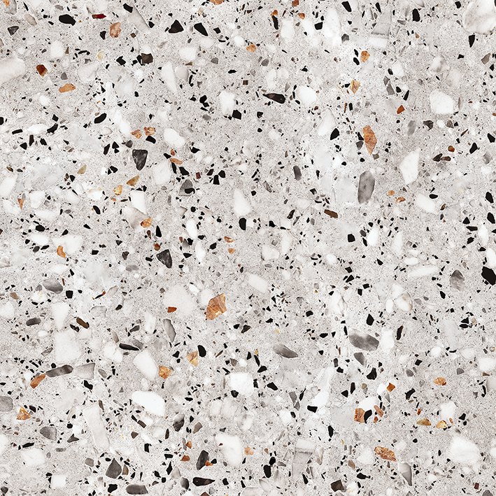 Керамогранит "Evia Terrazzo" 60х60х1 серый, глазурованный матовый  NEW NR0373 60x60 Глазурованный Матовый Серый