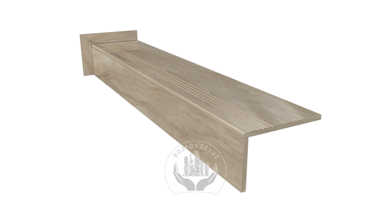 Ступень керамогранит Travertino Classic 160x30, коричневая, глянцевая  160x30 Глянцевый Коричневый
